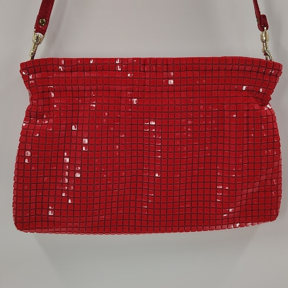 Vintage Lumared Mesh Purse Red Handbag Detached Strap 70s 80s